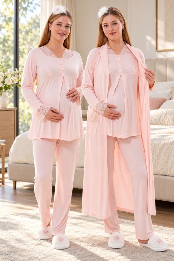 Mecit 6330 Pudra Sabahlıklı Lohusa Pijama Takımı